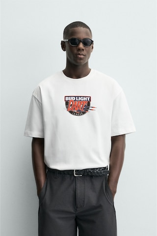 Modivibe Erkek Baskılı Oversize T-shirt Kalın Dokulu %100 Pamuk Geniş Kesim Beyazdart