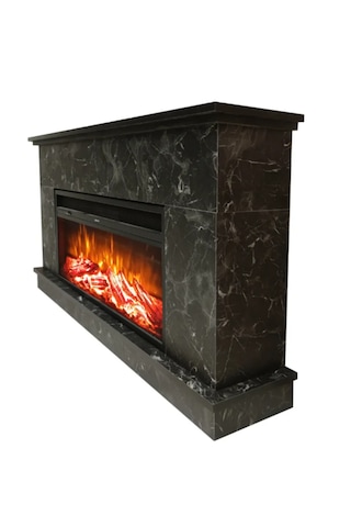 Dlc Large Penida Siyah Mermer Desen 1800 Watt Bluetooth Ve Ses Efektli Dekoratif Elektrikli Şömine