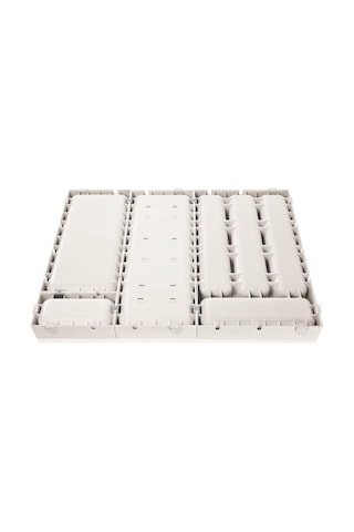 Flexispace 899410 Mutfak Gereçleri İçin Çekmece Düzenleyici, Plastik, Beyaz, 37 X 22,2 X 4,5 Cm Çok Renkli