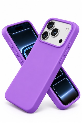 Apple Uyumlu İphone 17 Pro Max / 18 Pro Max Uyumlu Kılıf Renkli Lansman İçi Kadife Yumuşak Kamera Yükseltili Silikon Lila