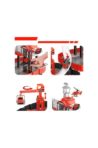 Sırt Çantalı Oyuncak İtfaiye Garaj Oyun Seti Taşınabilir Pist