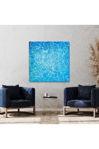 Soyut Büyük Boy El Yapımı Yağlı Boya Tablo 95x95cm Hij4083