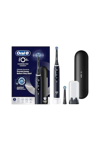 Oral-b İo6 Siyah Şarjlı/elektrikli Diş Fırçası, 2 Fırça Başlığı, Uzun Ömürlü Pil, Premium Seyahat Kabı, Yedek Başlık Kabı