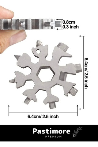 Paslanmaz Çelik Çok Fonksiyonlu Alyan Tornavida Takımı Kar Tanesi Anahtarlık Konserve Açıcı
