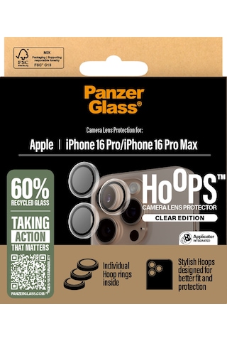 Panzerglass Hoops Apple Uyumlu iPhone 16 Pro 16 Pro Max 17 Pro Şeffaf Kamera Lens Koruyucu