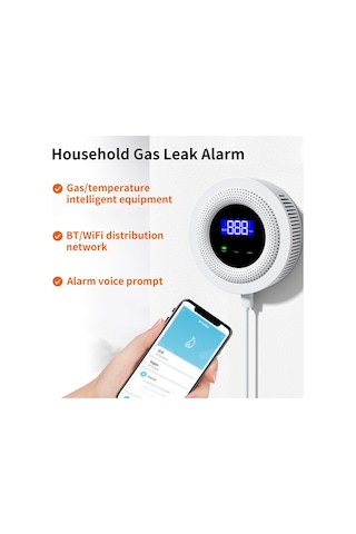 Monyee Ev Akıllı Doğal Gaz/biyogaz Algılayıcı, Wifi Uyarı Ve Akıllı Ev Valfi İle Gaz Sızıntısı Tespiti C30w