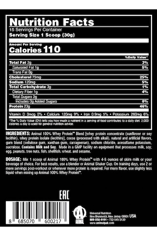 Universal Animal Whey Protein Çikolata Aromalı 454 Gr Çikolata