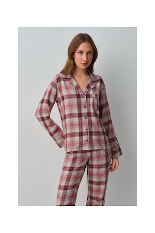 Suwen Siamore Gömlek Yaka Pijama Takımı Wsh10510111651 Pembe