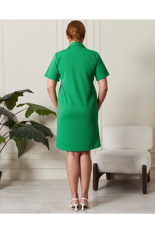 Fitilli Örme Kumaş Adelya Kısa Elbise-yeşil Yeşil