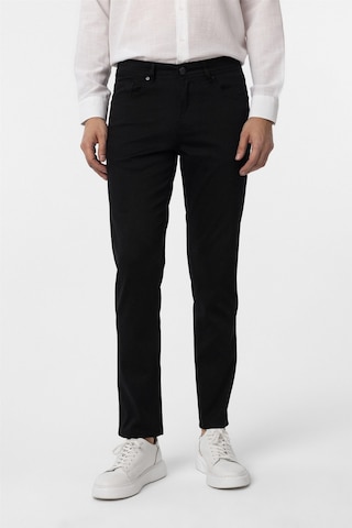 Süvari Siyah Slim Fit 5 Cep Kalıp Armürlü Kanvas Pantolon-35421 Siyah