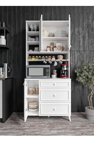 Stella Country Kahve Köşesi Beyaz-meşe 90cm, Erzak Dolabı, Kiler
