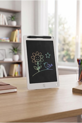 8.5 İnç Lcd Kalemli Çizim Kilitlemeli Silmeli Eğitici Oyuncak Çizim Tableti Beyaz