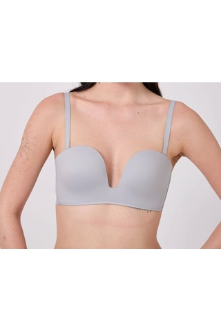 Freshness Msf05 Destekli V Dekolte Lazer Kesim Sütyen Gri