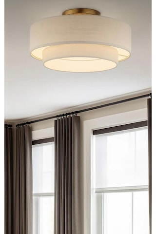 Modern Sarkıt Avize Plafonyer Avize Çift Katlı Alp Beyazı Kumaş