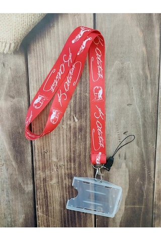 Kemal Atatürk İmza Kırmızı Kart Askısı Yaka Kartı Boyun Askı İpi Telefon Askısı Yatay Dikey Kart Koruyucu