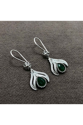 Midyat Nurtaş Gümüş Zümrüt Taşlı Oksitli Telkari Gümüş Kadın Küpe 201011275 Midyat Nurtaş Gümüş Zümrüt Taşlı Oksitli Telkari Gümüş Kadın Küpe 201011275