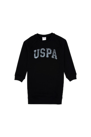 U.S. Polo Assn. Kız Çocuk Siyah Payet Detaylı Bisiklet Yaka Sweat Örme Elbise 50314313-VR046