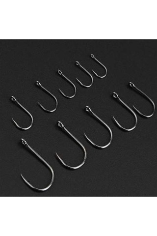 Moveevo 500 Adet Siyah/gold Metal Balık İğnesi Seti - 3-12 Numara 3-7:60 Adet, 8-12:40 Adet - Kaliteli Plastik Kutuda