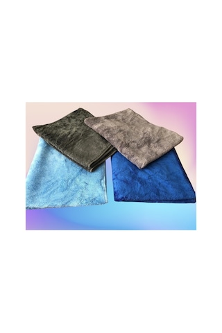 Megaforce Ultra 4'lü Mikrofiber Temizlik Bezi 40x50 İz Bırakmaz, Yüksek Emici Ev Ve Araç İçi Turkuaz-mavi-gri-siyah