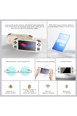 Anbernıc Rg Vıta Retro Oyun Konsolu 3gb Ram 64gb Android 12 Wifi Bluetooth Ips Ekran El Konsolu