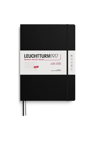 Leuchtturm1917 Master Boy A4+ Akademik 18 Aylık Hafta Ajandası 2026 Sert Kapak, İngilizce, Siyah 372814