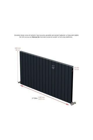 Alüminyum Radyatör 60x119 17 Dilim Antrasit Ral7016 Smyrna