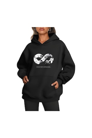Mbb E-ticaret 3 İplik Pamuklu Cepli Kapüşonlu 10 Kasıma Özel Sweatshirt Hoodie - Siyah