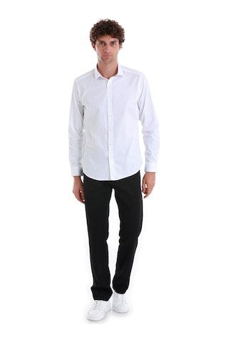 Hatemoğlu Beyaz Slim Fit Düz 100% Pamuk Açık İtalyan Yaka Uzun Kollu Saten Gömlek 24d190000045 001 Beyaz
