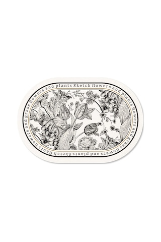 Siyah Beyaz Desen Oval Deri Masa Kase Mat Bardak Altlığı 002 Beyaz - Siyah