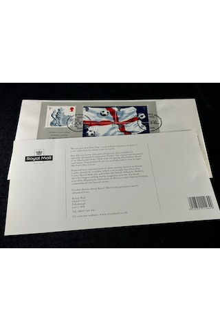 Futbol Temalı 2002 Dünya Kupası İngiltere İlk Gün Zarfı Royal Mail Fdc Postadan Geçmiş