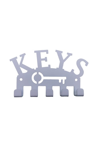 Aju Anahtar Askılığı Keys Yazılı Dekoratif Metal Tasarım Anahtarlık Paslanmaz Hediyelik Beyaz Beyaz