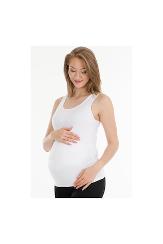 Hamile Modal Atlet Kalın Askılı Beyaz