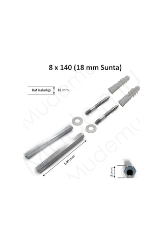 Mudemu Gizli Raf Tutucu Bir Takım 8 Mm X 14 Cm