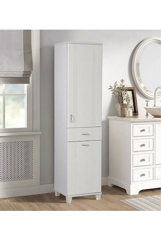 Banyo Ve Mutfak Boy Dolabı Çamaşır Sepetli Beyaz Çok Renkli