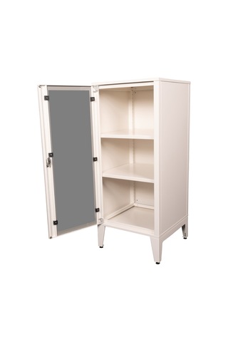 Alfafonet Ziglat Serisi Kilitli Metal Home Office Dolabı Cam Kapaklı Mat Beyaz Ral 9003 450x1050x450 Mm