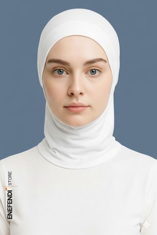Nf Nd Enefendi Boyunluklu Spor Bone Beyaz Tesettür Hijab Geçmeli Hazır Bone Rahat Ve Şık Penye Kullanım