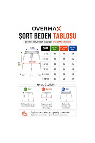 Overmax Siyah Çocuk Şort 1-12 Yaş Kız Erkek Baskısız Düz Basic Lastikli Bel Günlük Spor Şort Siyah - 903017719 Siyah