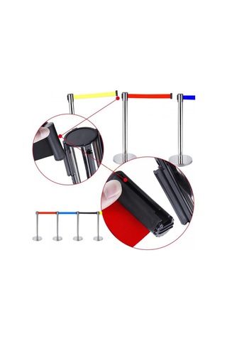 Krom Bariyer Şerit Bariyer Ayaklı Paslanmaz Yönlendirme Bariyeri - Krom 2 Adet