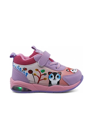 Khayt Zıpzıp Ortopedik Hafif Unisex Işıklı Çocuk Spor Ayakka Lila - Pembe