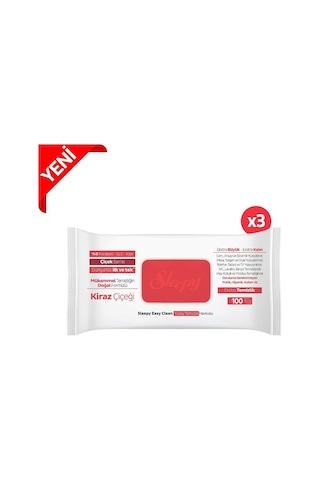 Sleepy Easy Clean Kiraz Çiçeği Yüzey Temizlik Havlusu 100' Lü X 3 Tekli