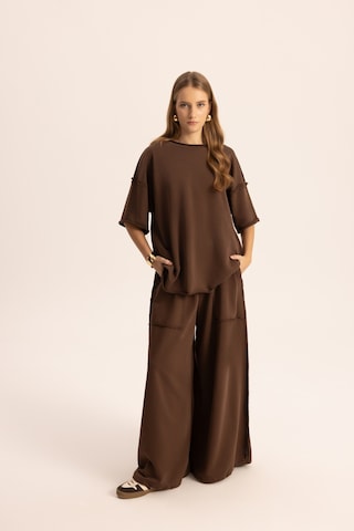 Mai Studios Co. Flex Kahve Oversize T-shirt Eşofman Takım Kahve