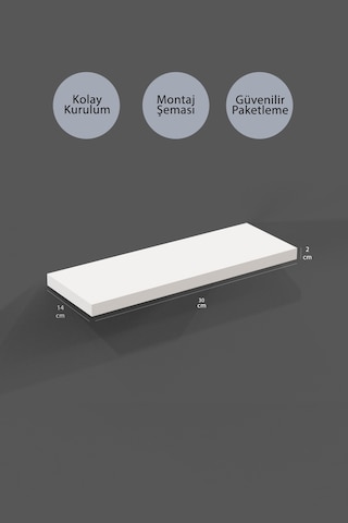 Yankı-BYEG 3lü 30 cm Mat Beyaz MdfvDuvar Rafı Gizli Bağlantı Kitaplık