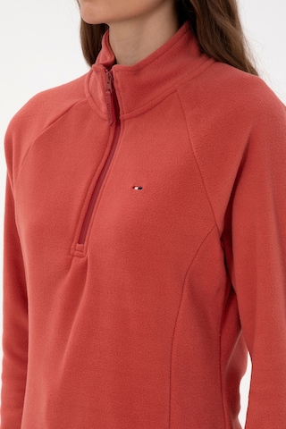U.S. Polo Assn. Kadın Kiremit Fermuarlı Dik Yaka Polar Sweatshirt 50316714-VR026