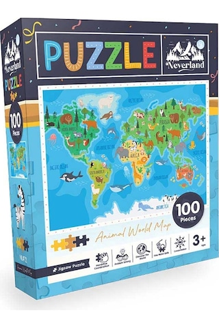 Neverland Animal World Map Hayvan Dünya Haritası 100 Parça Puzzle Nl412