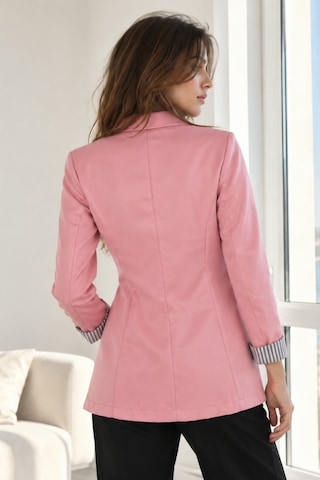 Armonika Kadın Pembe Kol İçi Çizgili Tek Düğmeli Ceket Arm-27k001026
