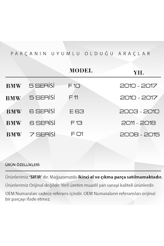 BMW 5 Serisi F10 F11 için Arka Perde Tamir Plastik Parça Klips