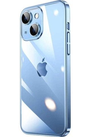 Apple Uyumlu iPhone 14 Kılıf Sert Pc Renkli Çerçeveli Zore Riksos Kapak Mavi