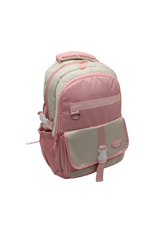 26012 Çok Bölmeli Bej-pudra Okul Sırt Çantası Unisex Okul Çantası Pembe
