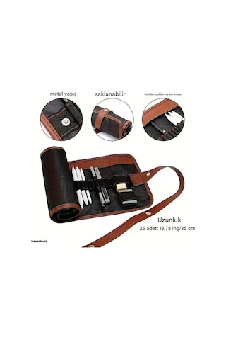 Kara Kalem Çizim Seti, Eskiz Kalem Seti, Dereceli Kalem Set, Kömür Kalem, Kalemlikli-25 Parça