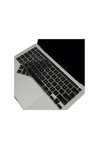 Apple Uyumlu MacBook Pro 13-16 İnç Klavye Koruyucu Silikon Türkçe Karakterli Return Enter Siyah